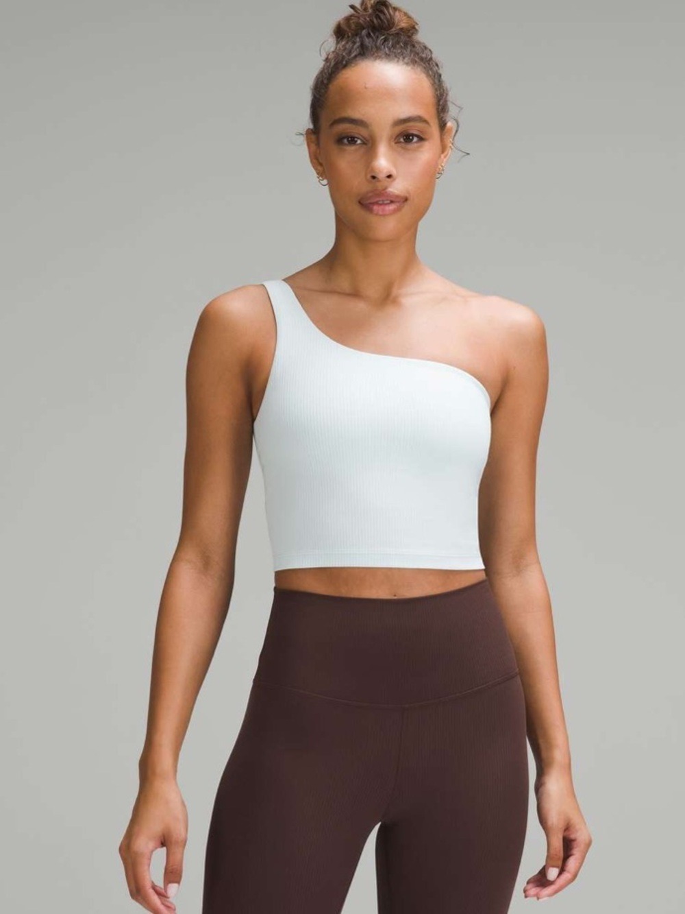 Lululemon Ribbed Nulu Asymmetrical Yoga Tank Top in white Sz 2